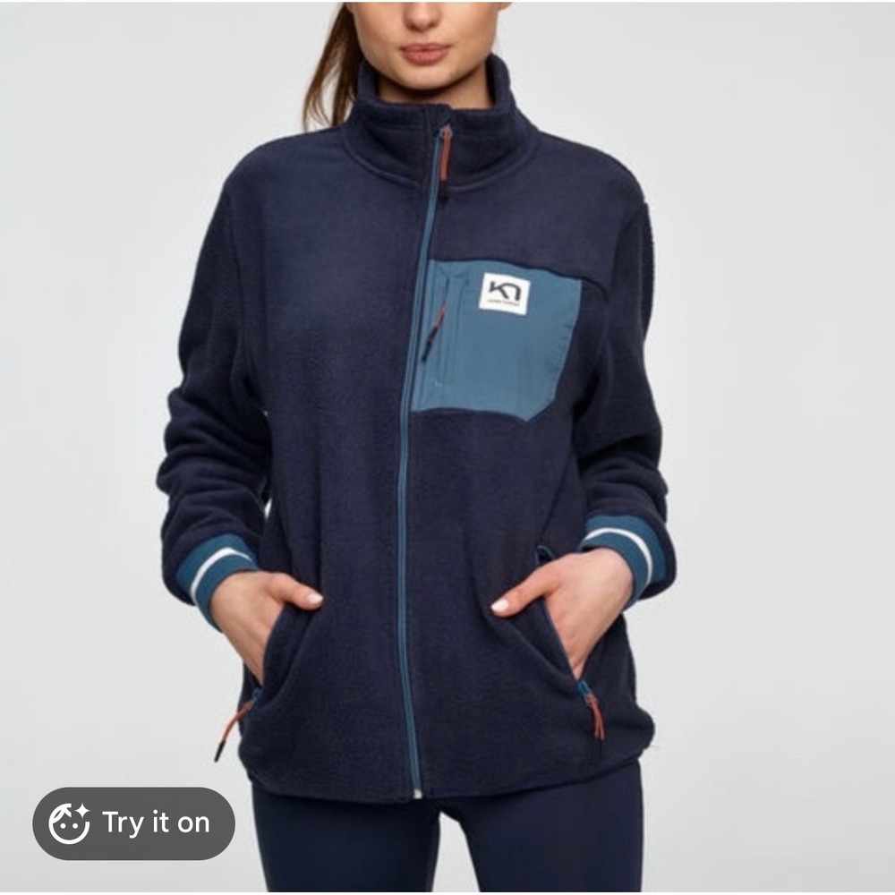 Kari Traa Fleece Rothe Midlayer Fleece Jacket Womens Medium Navy Sherpa Hiking